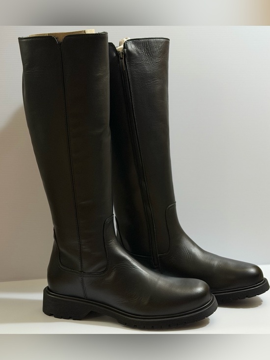 La CANADIENNE Shoes - La Canadienne "Harry" Waterproof Black Leather Shearling-Lined Knee-High Boots